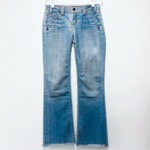 YANUK Jeans Size 28 Vintage Low Rise Light Wash Straight Leg Raw Hem